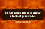 To not enjoy life is to show a lack of gratitude.